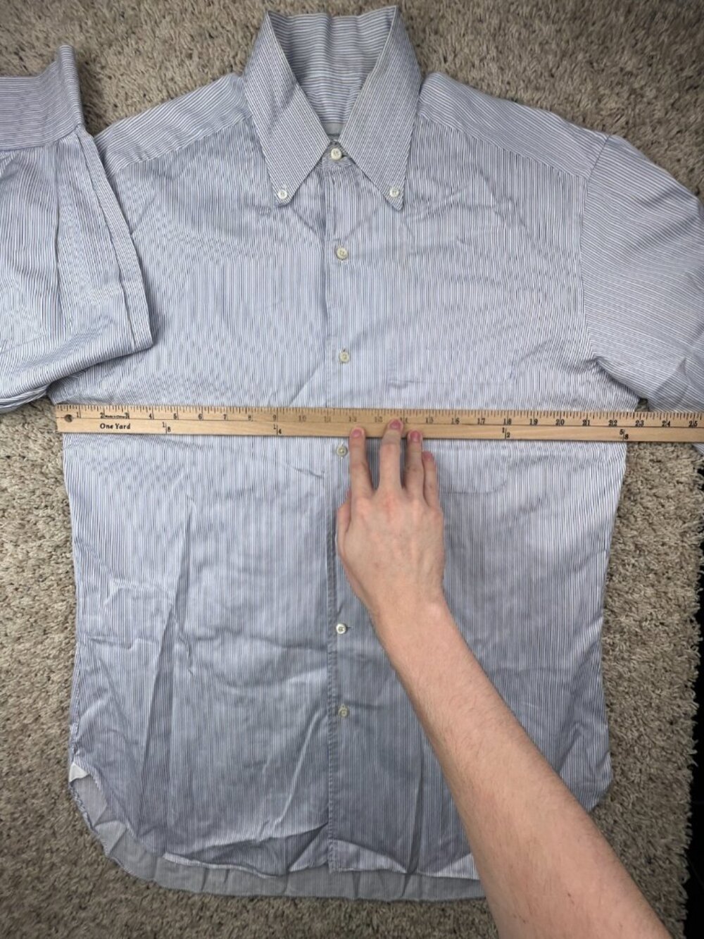 Ermenegildo Zegna Su Misura Button Up Shirt Striped Blue Gold Portofino Comfort - Picture 5 of 11